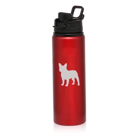 25 oz Aluminum Sports Water Travel Bottle French Bulldog (Red)