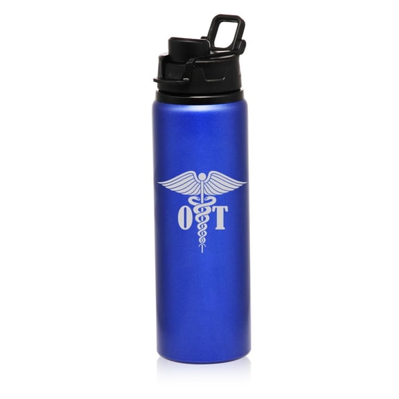 25 oz Water Bottle Sports Travel Mug Gift OT Occupational Therapy Therapist (Blue)