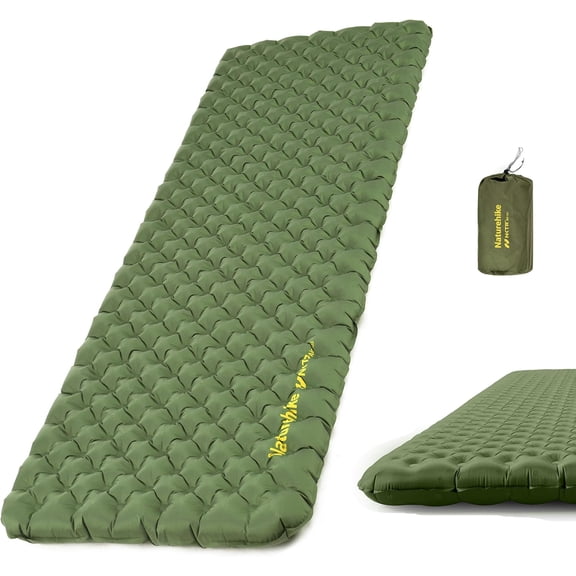 25 oz Ultralight Insulated Inflatable Sleeping Pad, 4.6 R-Value, Rectangular Green Camping Mat for Hiking and Backpacking with Air Pump Sack