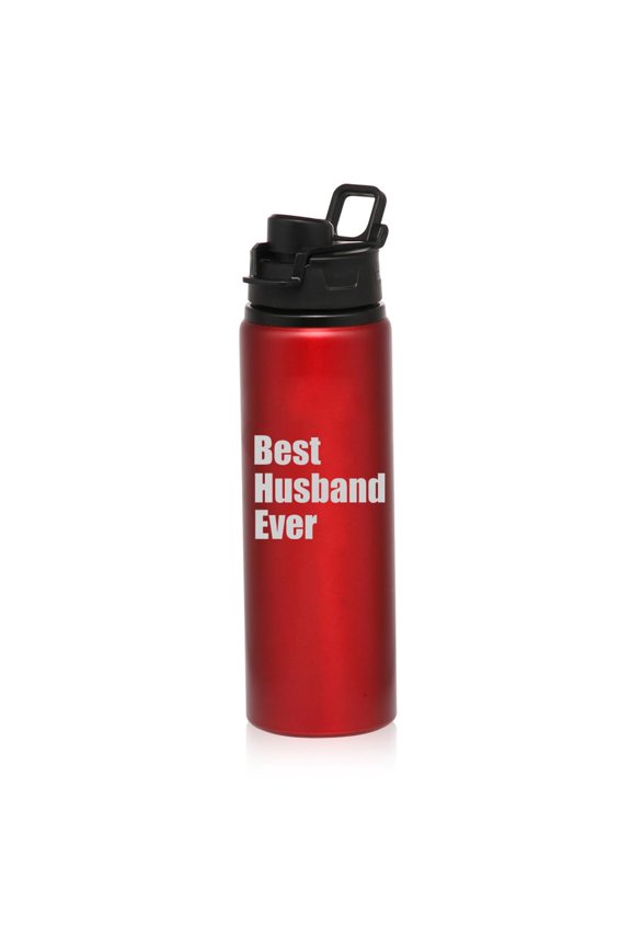 25 oz Water Bottle Sports Travel Mug Gift Best Husband Ever (Red)