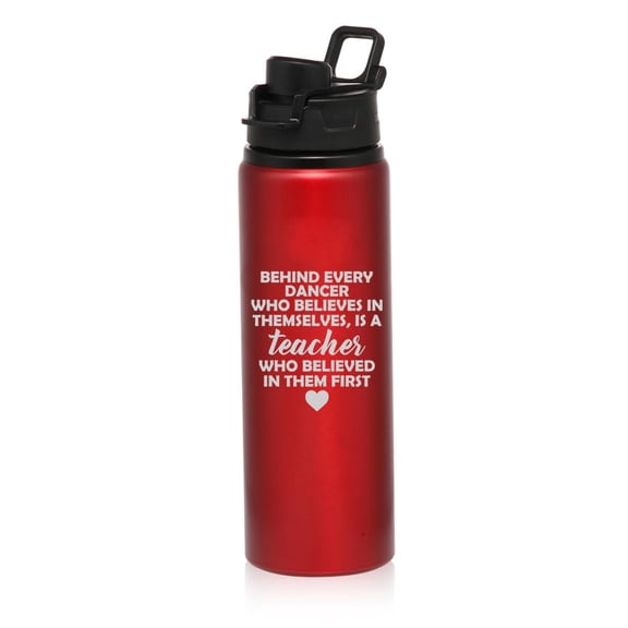 25 oz Water Bottle Sports Travel Mug Gift Dance Teacher (Red)