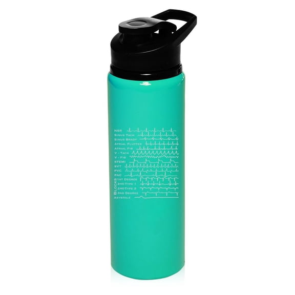 25 oz Water Bottle Sports Travel Mug Gift EKG Strips Cardiology Cardiac Cardiologists Nurse Doctor (Teal)