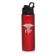 25 oz Water Bottle Sports Travel Mug Gift FNP Family Nurse Practitioner Red