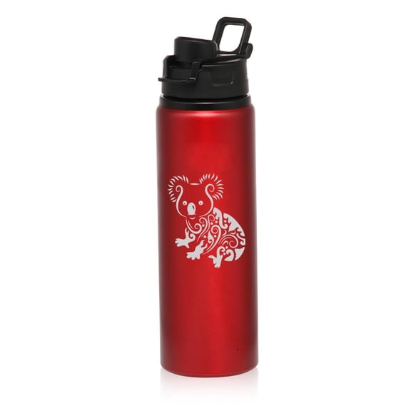 25 oz Water Bottle Sports Travel Mug Gift Fancy Koala Bear (Red)