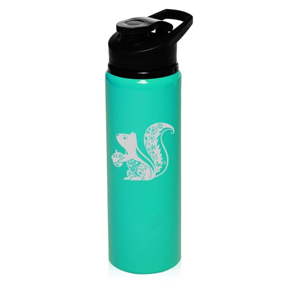 25 oz Water Bottle Sports Travel Mug Gift Fancy Squirrel (Teal)