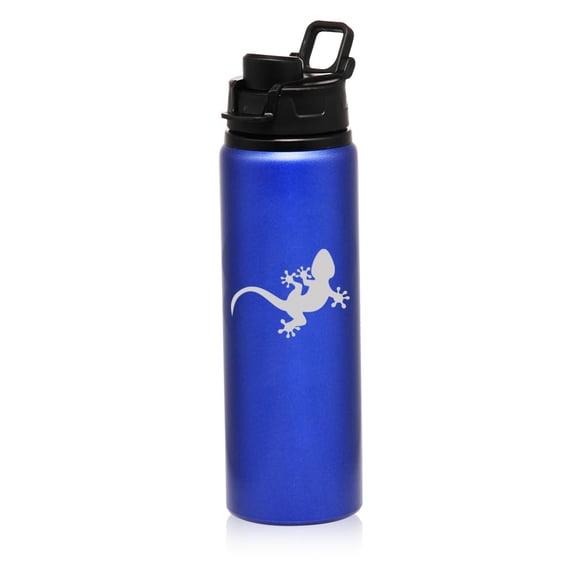 25 oz Water Bottle Sports Travel Mug Gift Gecko Lizard (Blue)