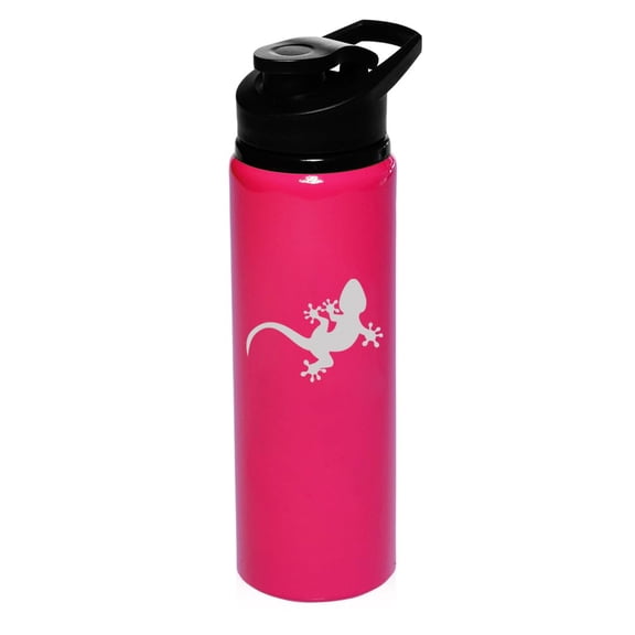 25 oz Water Bottle Sports Travel Mug Gift Gecko Lizard (Hot Pink)