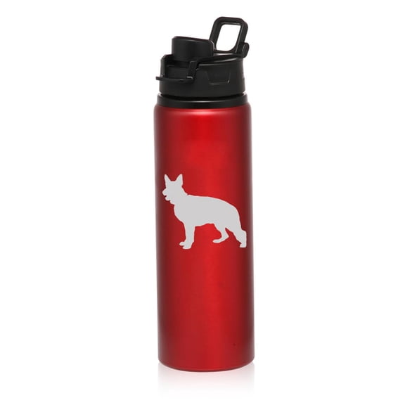 25 oz Water Bottle Sports Travel Mug Gift German Shepherd (Red)