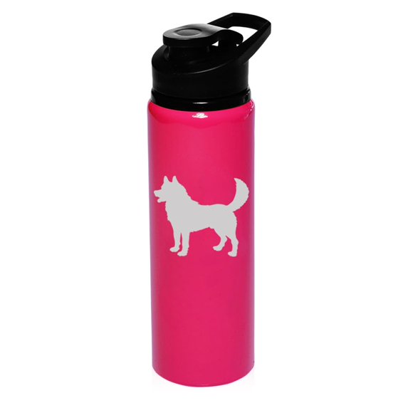 25 oz Water Bottle Sports Travel Mug Gift Husky (Hot Pink)