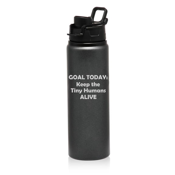 25 oz Water Bottle Sports Travel Mug Gift Keep The Tiny Humans Alive Funny Teacher Nurse Pediatrics Gift (Charcoal)