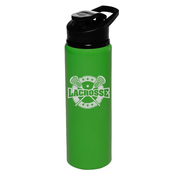 25 oz Water Bottle Sports Travel Mug Gift Lacrosse Vintage (Forest Green)