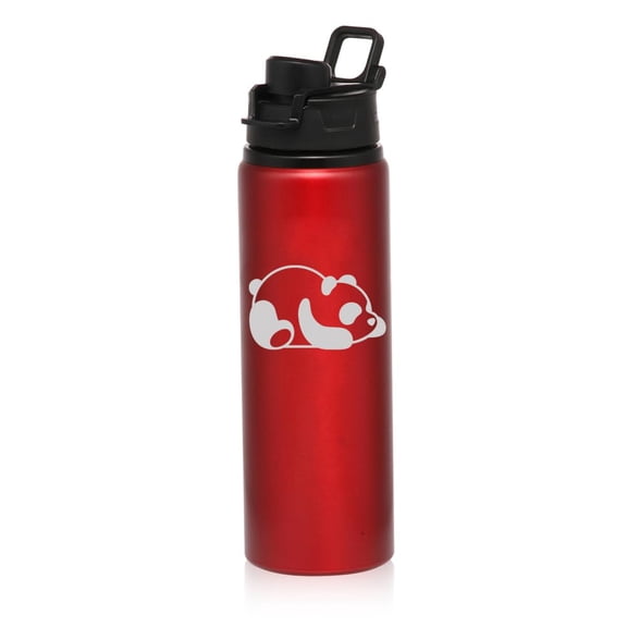 25 oz Water Bottle Sports Travel Mug Gift Lazy Panda (Red)
