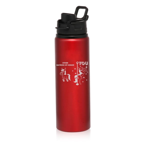 25 oz Water Bottle Sports Travel Mug Gift Maid Of Honor Superstar Unicorn Funny (Red)