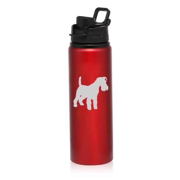 25 oz Water Bottle Sports Travel Mug Gift Miniature Schnauzer (Red)