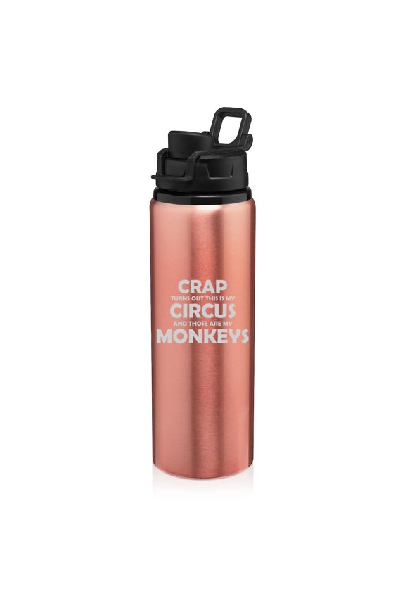 25 oz Water Bottle Sports Travel Mug Gift My Circus Monkeys Funny For Mom Dad Mother Father New Parent (Rose Gold)