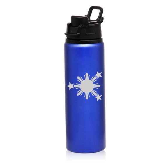 25 oz Water Bottle Sports Travel Mug Gift Philippines Stars and Sun (Blue)