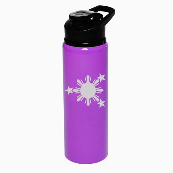 25 oz Water Bottle Sports Travel Mug Gift Philippines Stars and Sun (Purple)