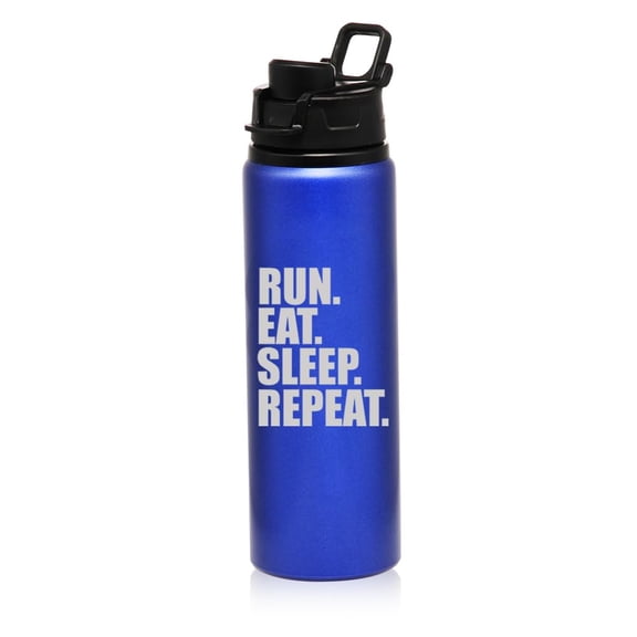 25 oz Water Bottle Sports Travel Mug Gift Run Eat Sleep Repeat (Blue)