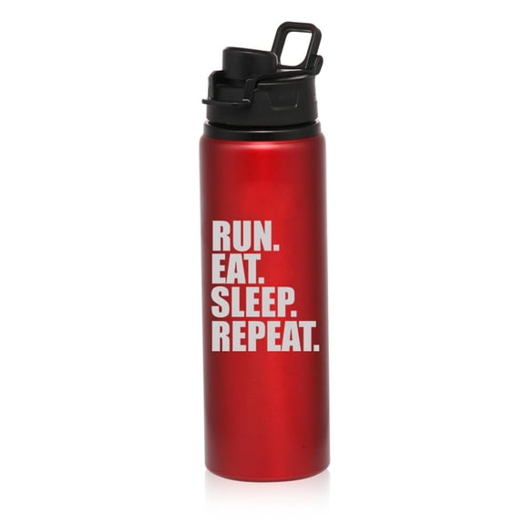 25 oz Water Bottle Sports Travel Mug Gift Run Eat Sleep Repeat (Red)