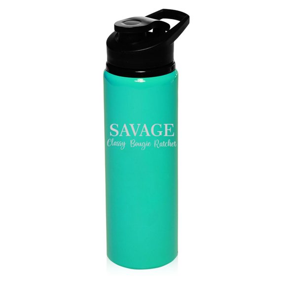 25 oz Water Bottle Sports Travel Mug Gift Savage Classy Bougie Ratchet (Teal)