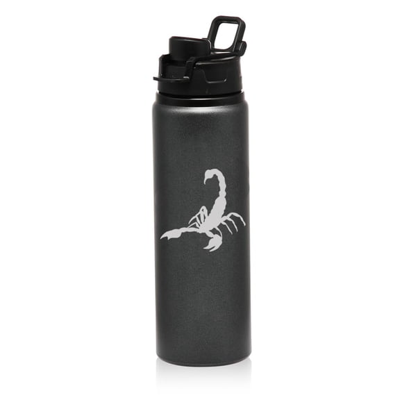25 oz Water Bottle Sports Travel Mug Gift Scorpion (Charcoal)