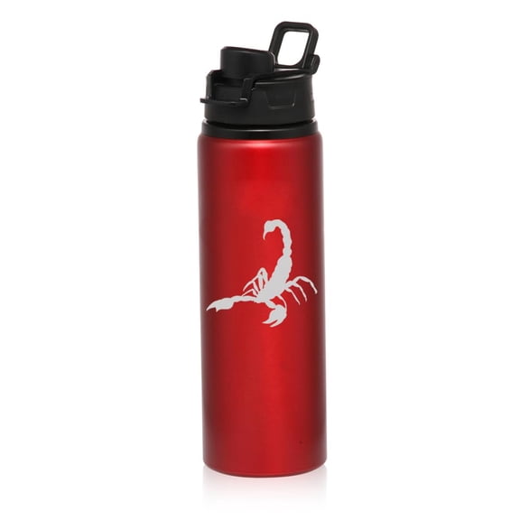 25 oz Water Bottle Sports Travel Mug Gift Scorpion (Red)