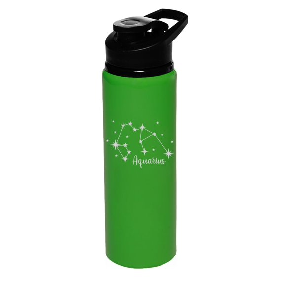 25 oz Water Bottle Sports Travel Mug Gift Star Zodiac Horoscope Constellation (Aquarius, Forest Green)