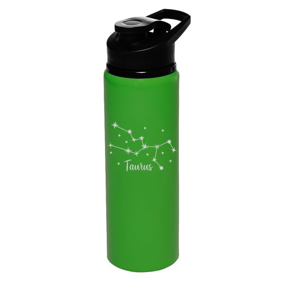 25 oz Water Bottle Sports Travel Mug Gift Star Zodiac Horoscope Constellation (Taurus, Forest Green)