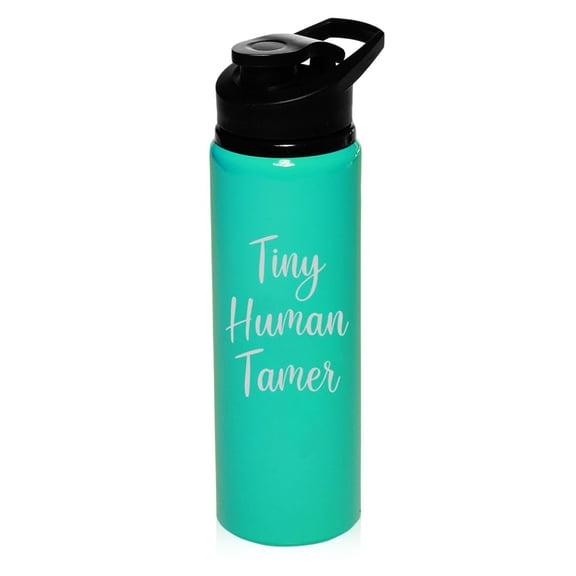 25 oz Water Bottle Sports Travel Mug Gift Tiny Human Tamer Funny Preschool Teacher Daycare (Teal)