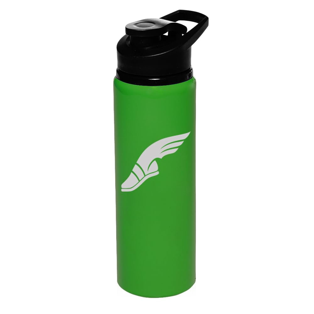 25 oz Water Bottle Sports Travel Mug Gift Track & Field Wing Shoe (Forest Green)