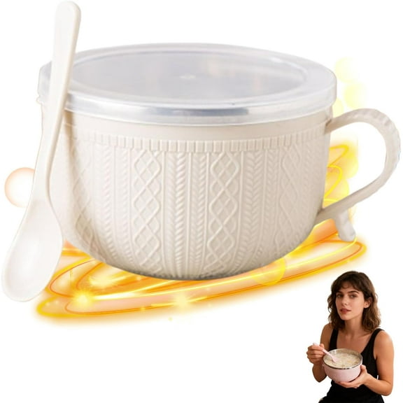 25 oz mug meals with lids, 3-Piece Soup Mugs with Handles for Ramen Coffee Stews, Microwave & Dishwasher Safe Gift Set