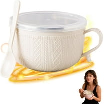 25 oz mug meals with lids, 3-Piece Soup Mugs with Handles for Ramen Coffee Stews, Microwave & Dishwasher Safe Gift Set