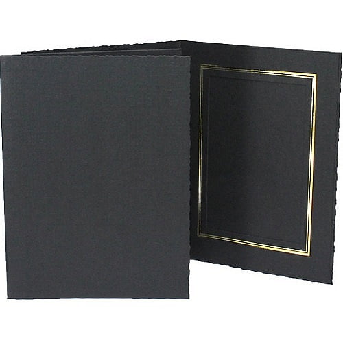 (25 pack) Black Cardstock Paper Portrait Folder 8x10 frame w gold foil border sold in 25s - 8x10