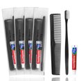 thumbnail image 1 of 25 pack Black Disposable Toothbrushes with Toothpaste and Comb,10g Toothpaste,7inch Hair Comb,Individually Wrapped Travel Toothbrush Kit in Bulk Toiletries for Adults,Hotel,Homeless,Home,Charity, 1 of 7