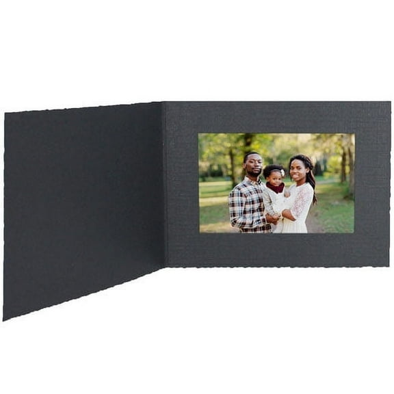 (25 pack) Cardboard Photomount 8x6 Folder frame Deckled-Edge Black w plain border  sold in 25s  - 6x8