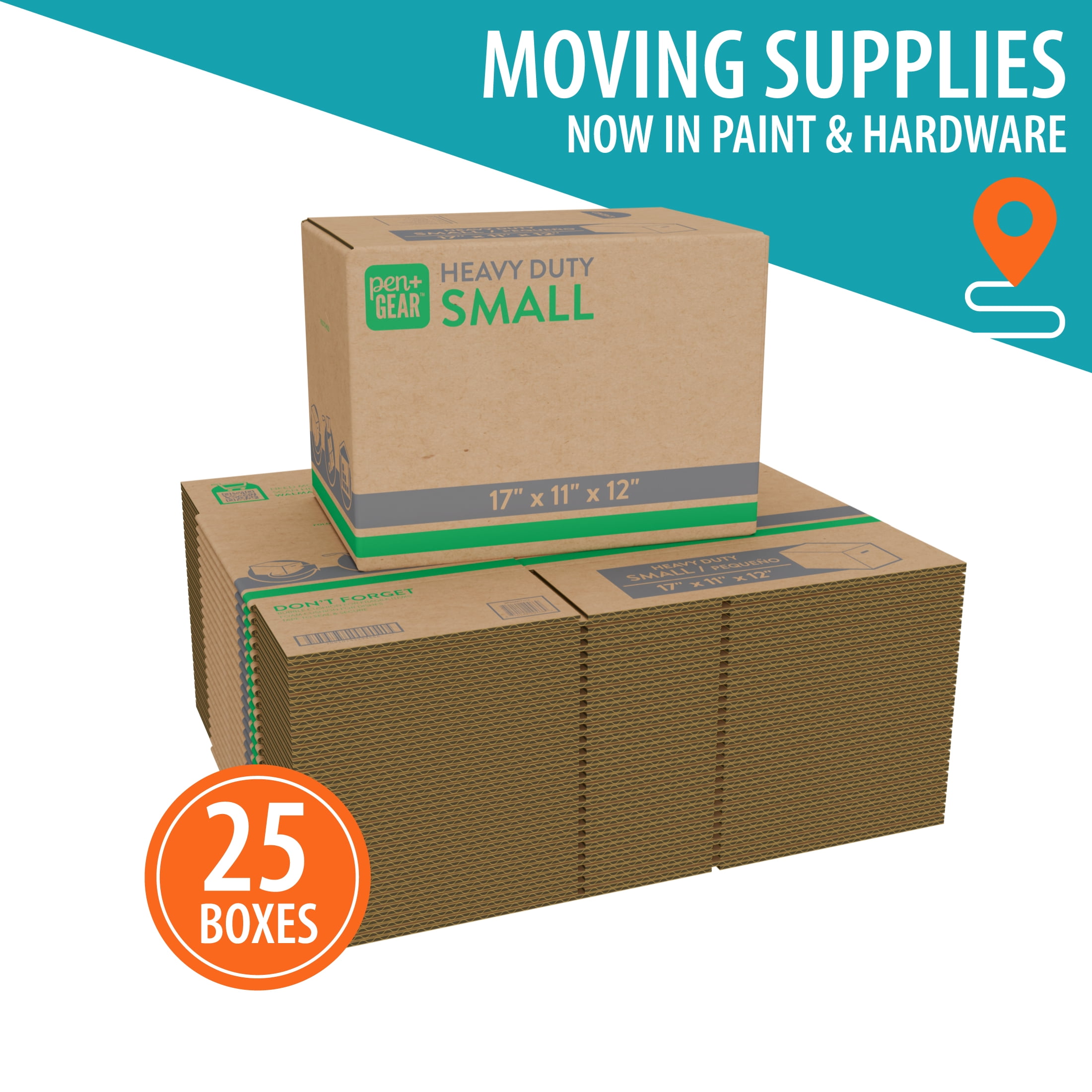 (25 pack) Pen+Gear Small Heavy Duty Kraft Moving Boxes, 17L x 11W x 12H