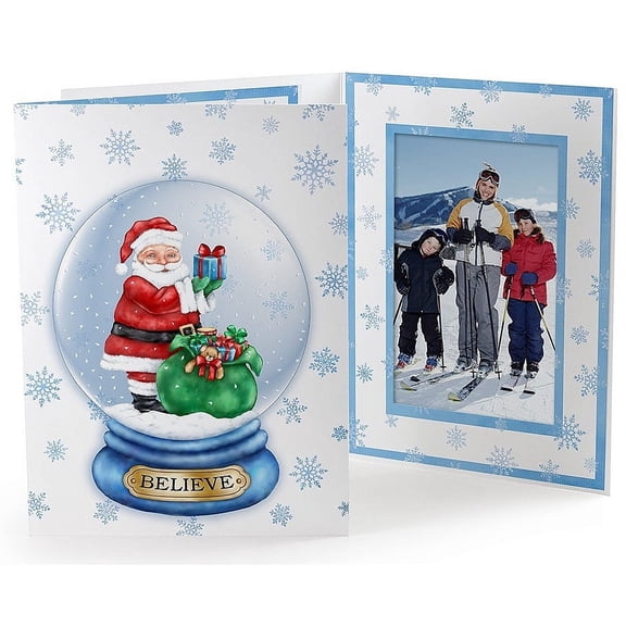 (25 pack) SANTA GLOBE Printed br Holiday Event Photo br Folder  sold in 25 s  - 4x6