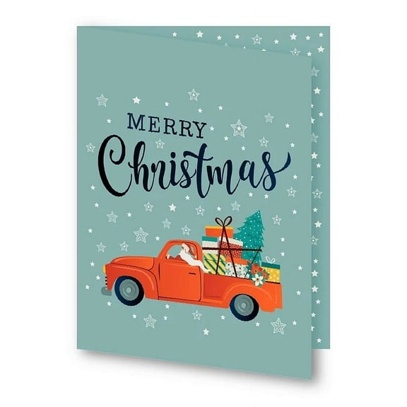 (25 pack) SANTA TRUCK photo insert holiday folder for 5x7 prints sold in 25s - 5x7