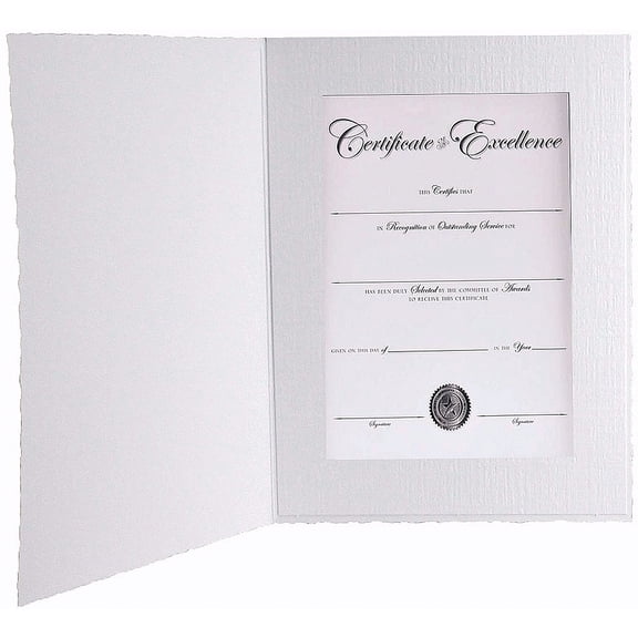 (25 pack) White Cardboard Certificate Photomount Folder frame w plain border sold in 25s - 8.5x11