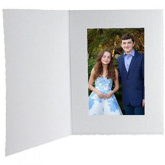 (25 pack) White Cardboard Portrait Photomount Folder Frame w plain border sold in 25s - 4x5