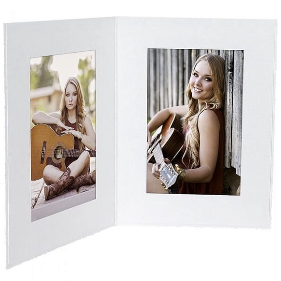 (25 pack) White Cardstock Paper Double 4x6 Folder Frame w Plain border sold in 25s - 4x6