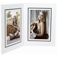 thumbnail image 1 of (25 pack) White w black foil border Cardstock Paper Portrait Double photo-mount folder 4x5 frame  sold in 25s  - 4x5, 1 of 1