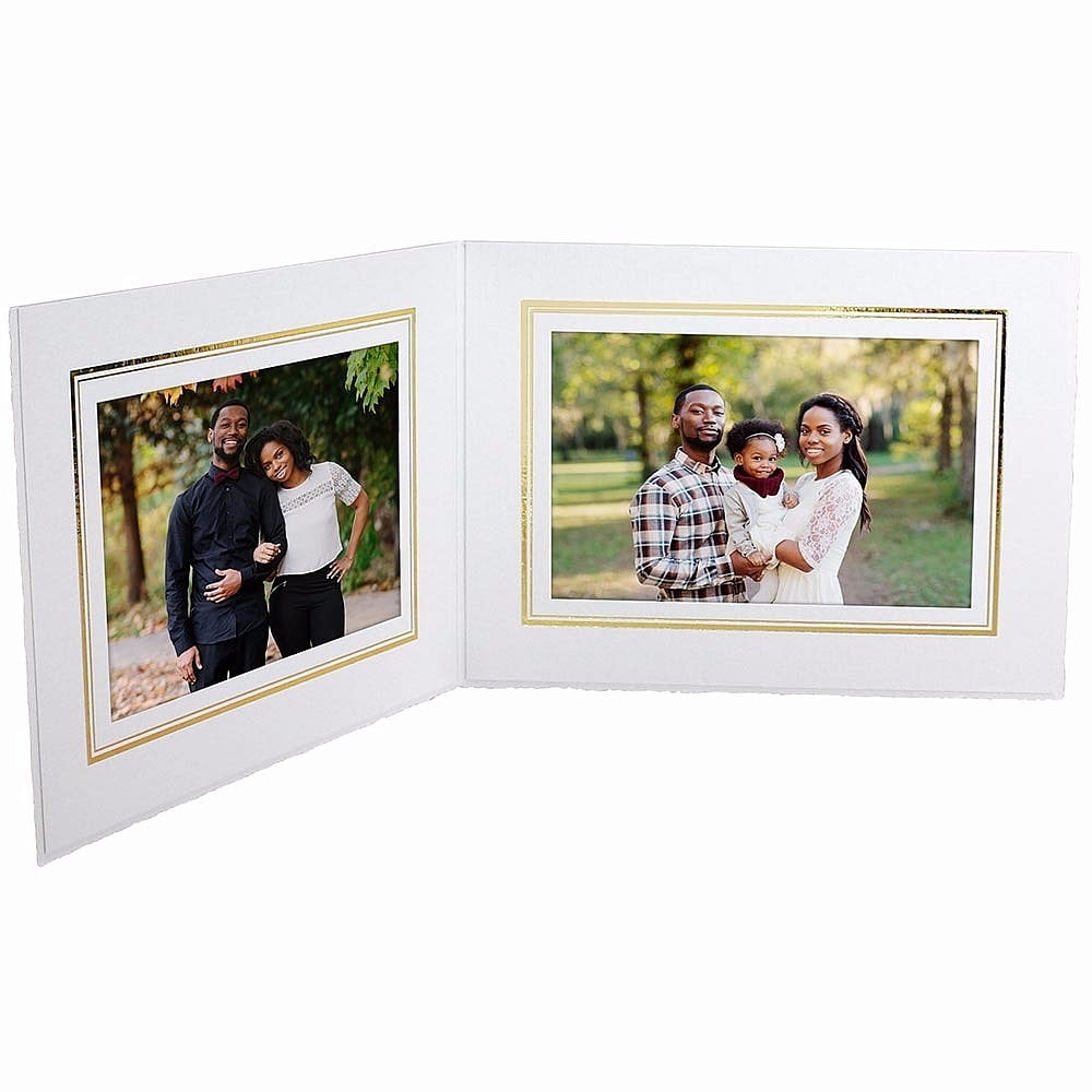 25 pack) White w gold foil border Cardstock Paper portrait Double