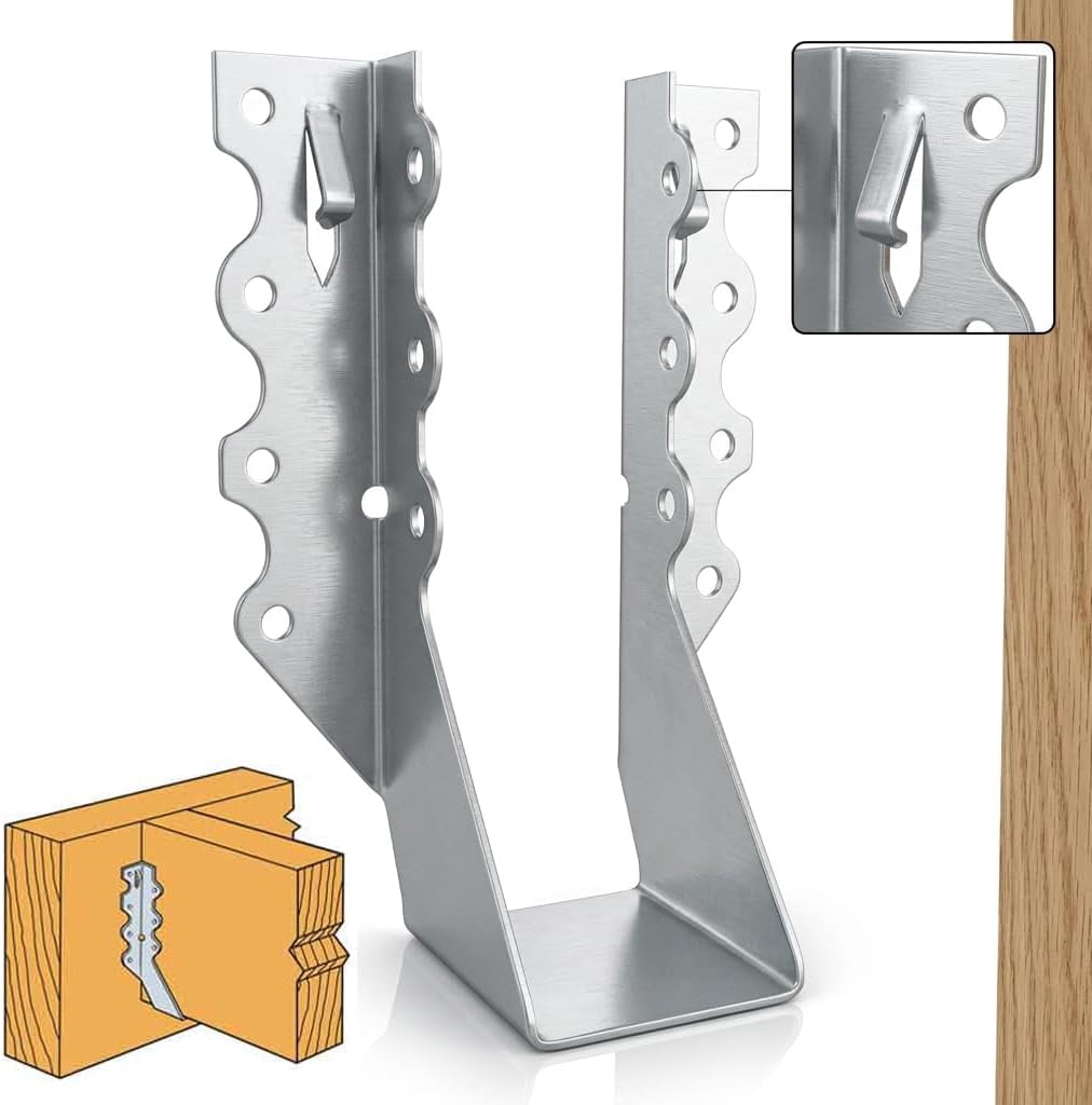 [25 packs] 26 beam brackets, 18-gauge galvanized surface mounted beam brackets, wooden hurricane tie-down straps, beam ties