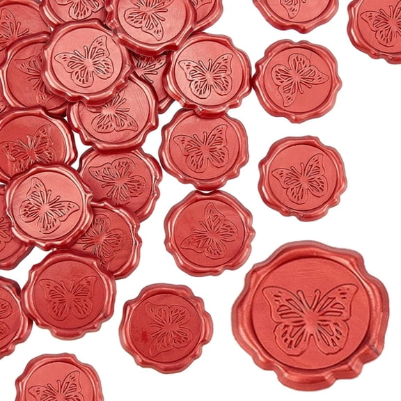 25 pc Adhesive Wax Seal Stickers For Envelope Indian Red 30.8x30.8x2.2mm