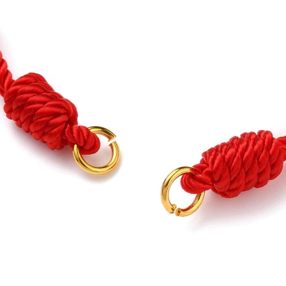 25 pc Adjustable Nylon Cord Bracelet Making with 304 Stainless Steel Open Jump Rings Red Single Chain Length: 6 inch(15cm)