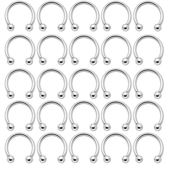 25 pcs Circular Horseshoe Rings Surgical Steel 14G or 16G - Available in 3 different lengths