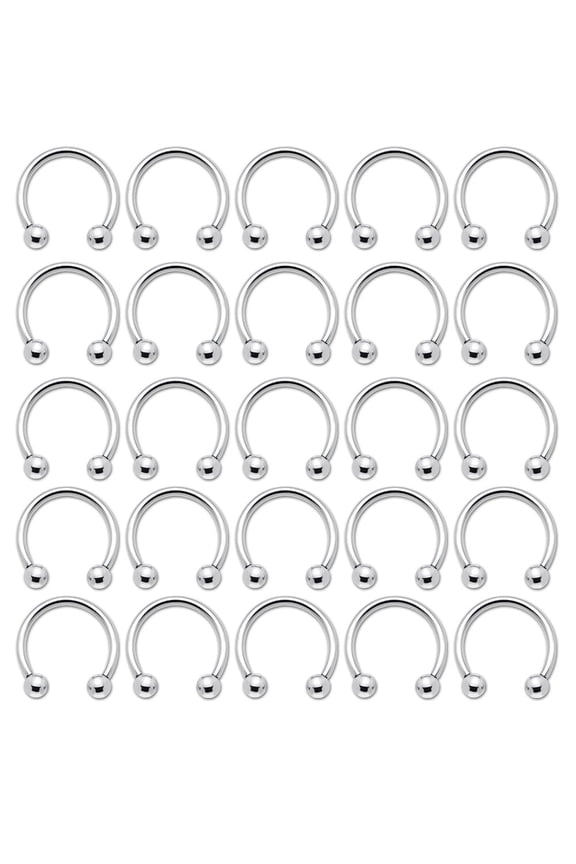 25 pcs Circular Horseshoe Rings Surgical Steel 14G or 16G - Available in 3 different lengths