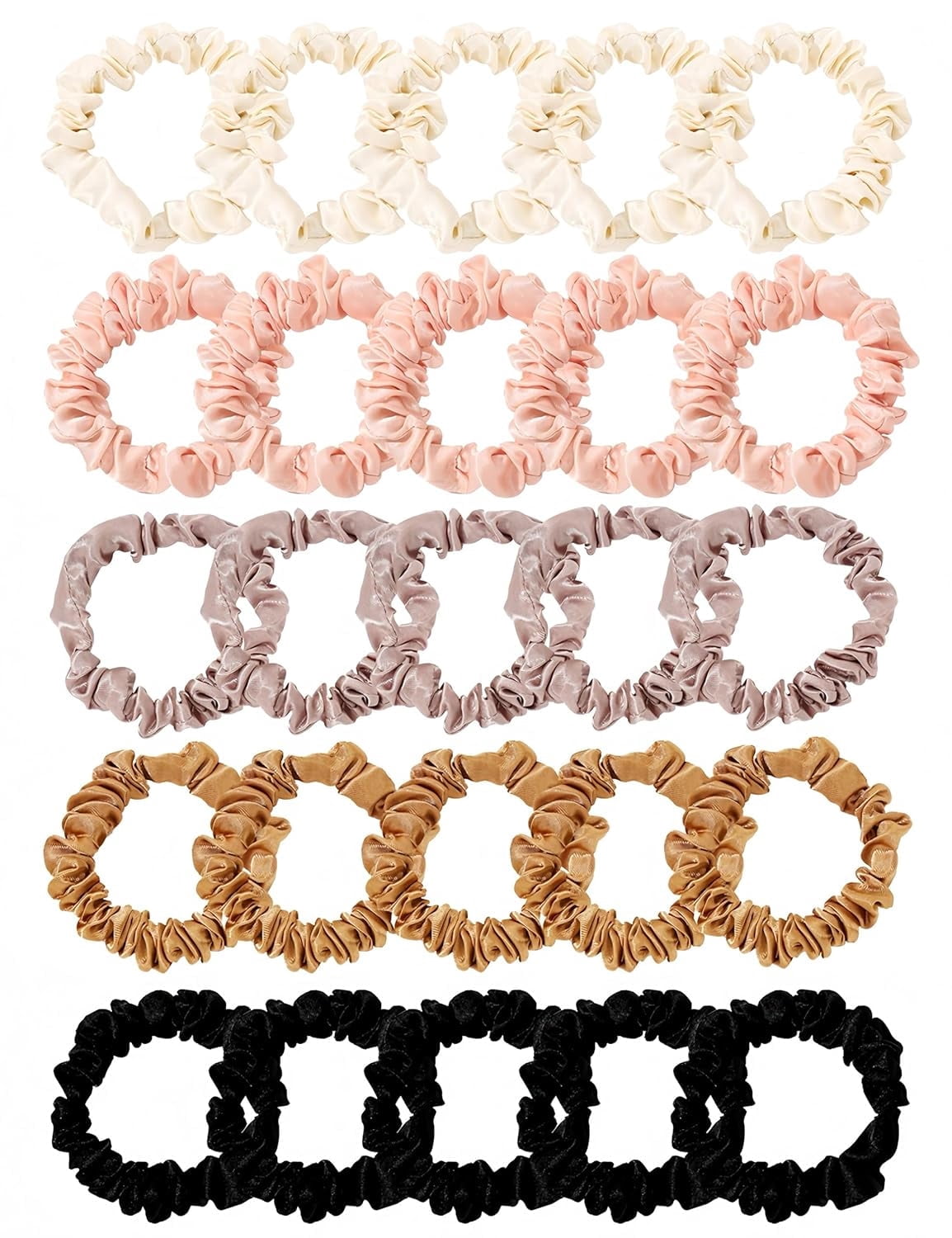 -25 pcs Scrunchies Silk Satin Hair Ties, Thin scrunchies for women, satin scrunchies bulk, hair ties no damage, Hair Accessories Gift for Women and Girls (Multi colored 1)