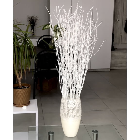 25 psc - Branches - 73 cm, Natural Birch Twigs, Pack of 20-25 Stems, Long for Floor vases, (White-Grey)